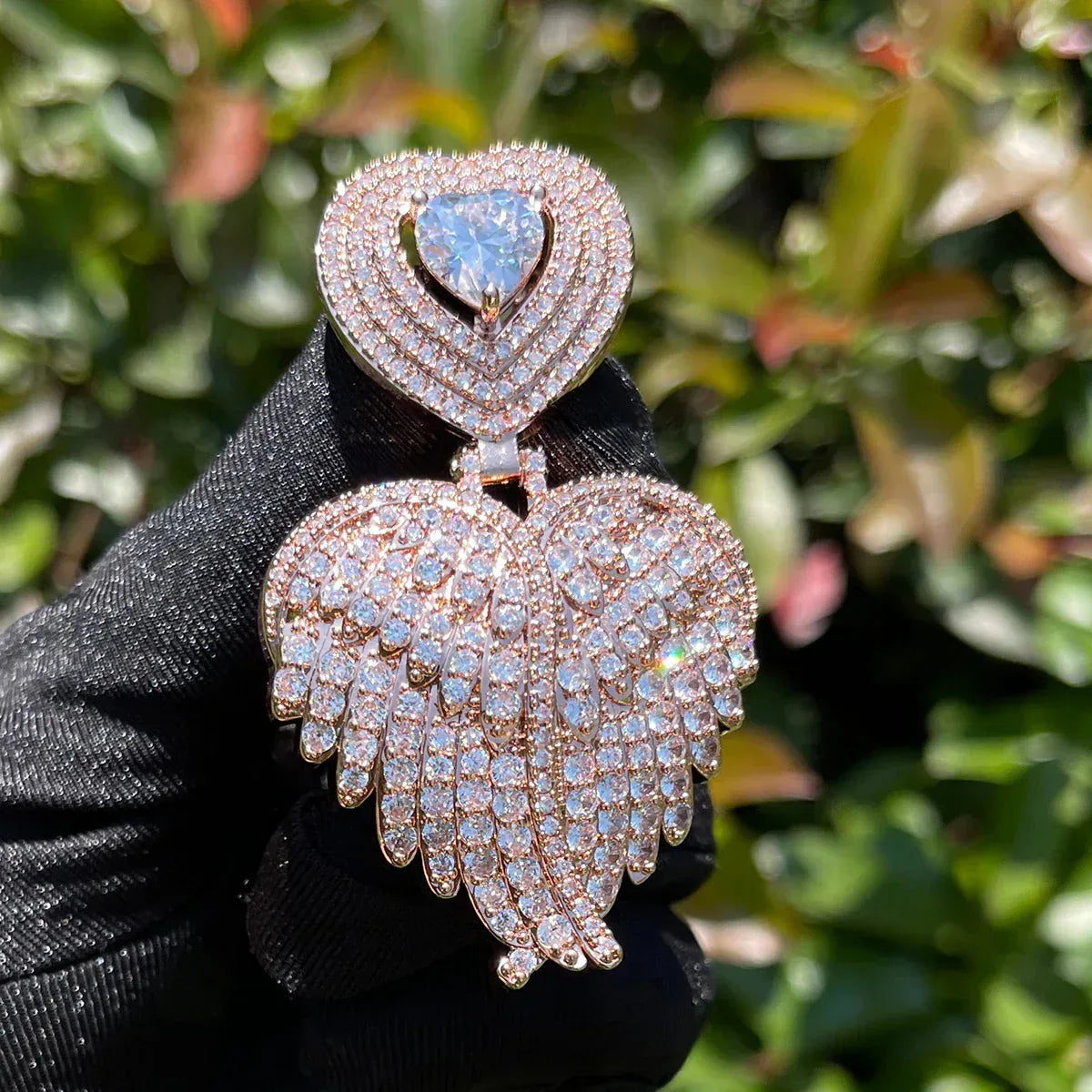 Women's Iced Out Puffy Heart Pendant | Gold Plated Love Necklace Caratix - CaratixJewelry